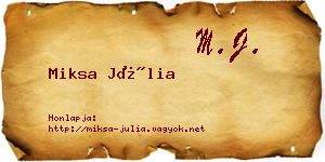 Miksa Júlia névjegykártya