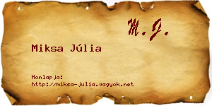 Miksa Júlia névjegykártya
